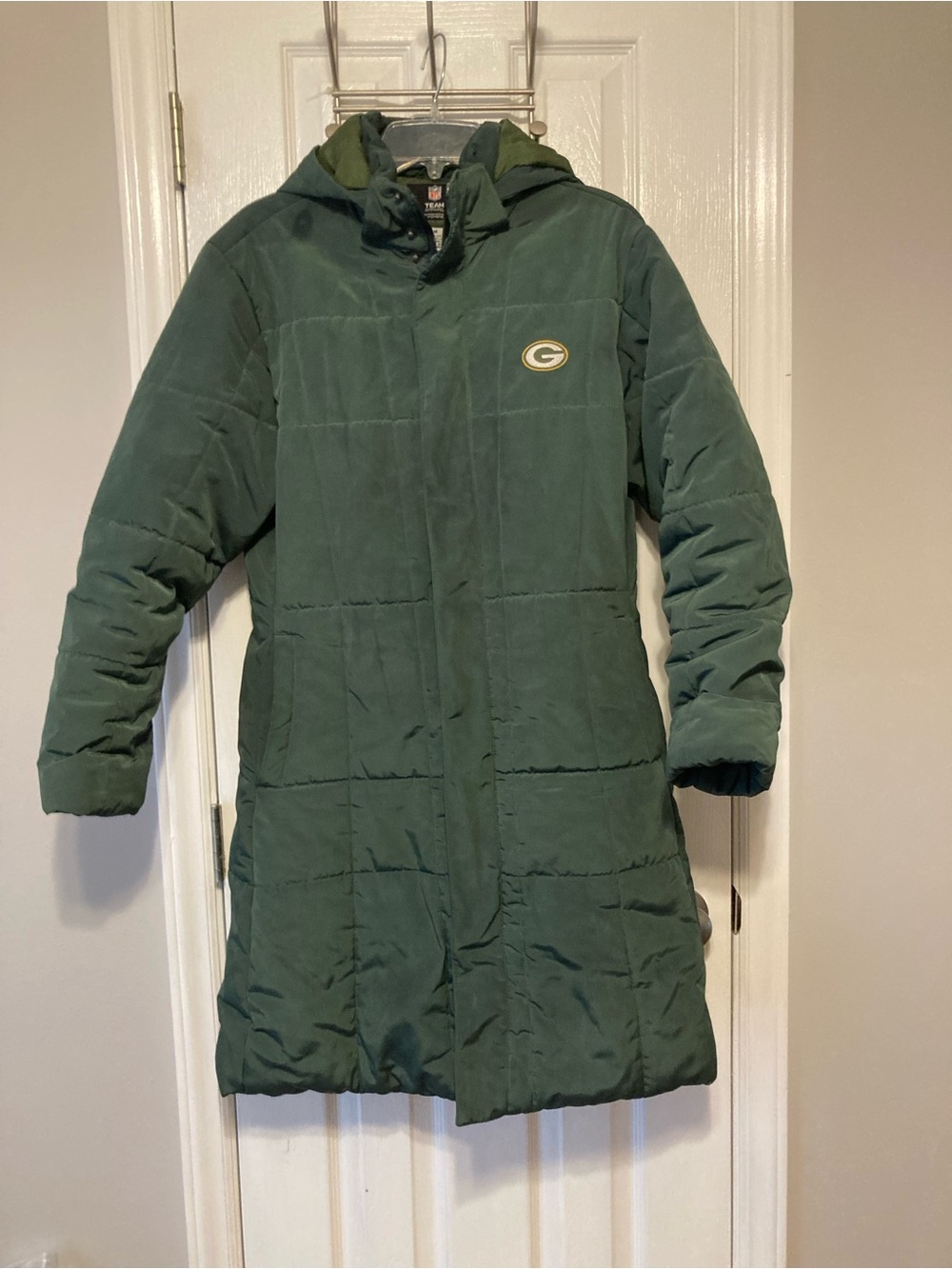 Vintage Y2K NFL Green Long Puffer Parka Coat